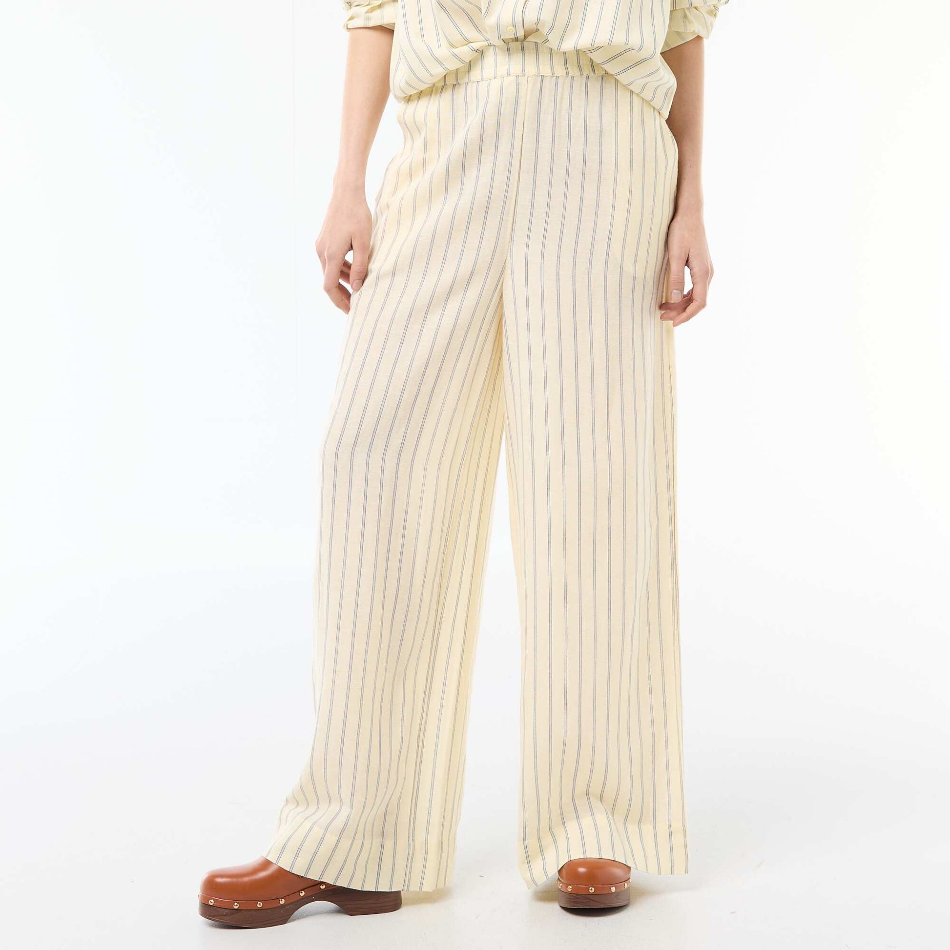 Pantalon palazzo en lin mélangé JAUNE