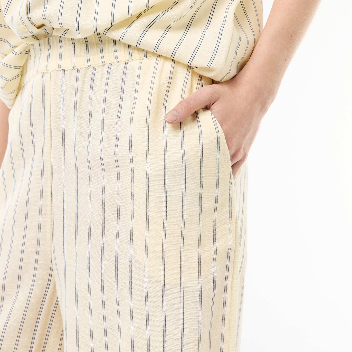 Pantalon palazzo en lin mélangé JAUNE