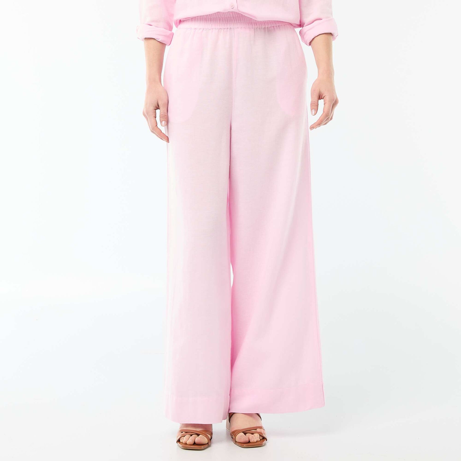 Pantalon palazzo en lin mélangé ROSE