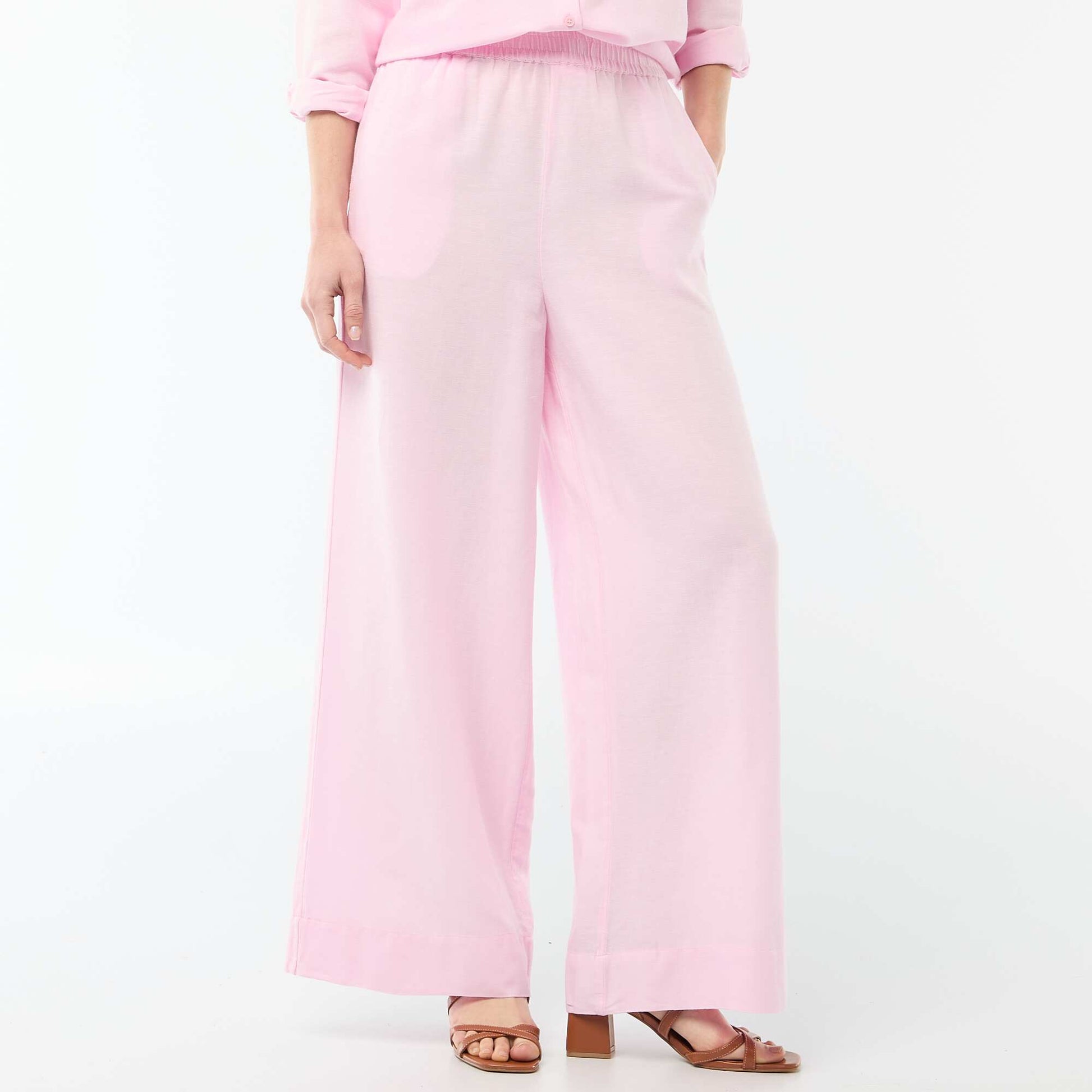Pantalon palazzo en lin mélangé ROSE