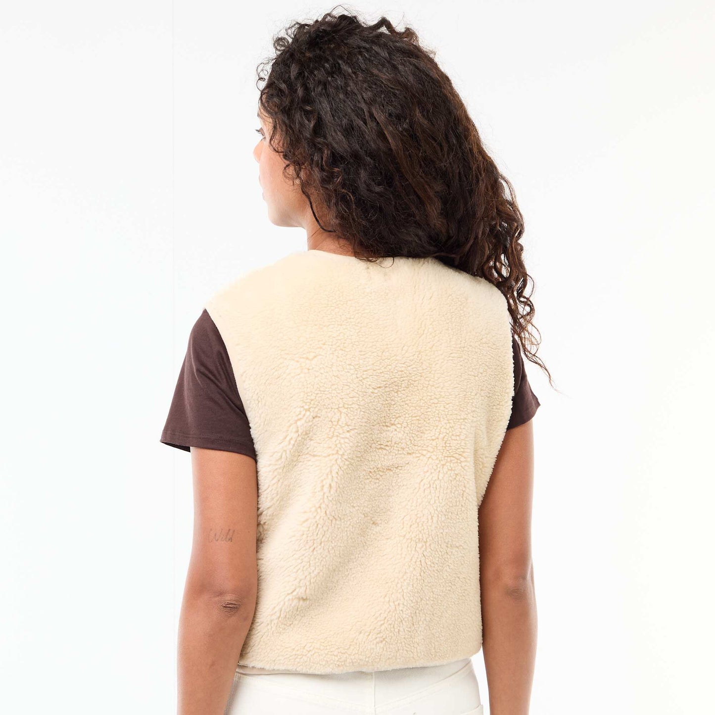 Gilet en sherpa sans manches BEIGE