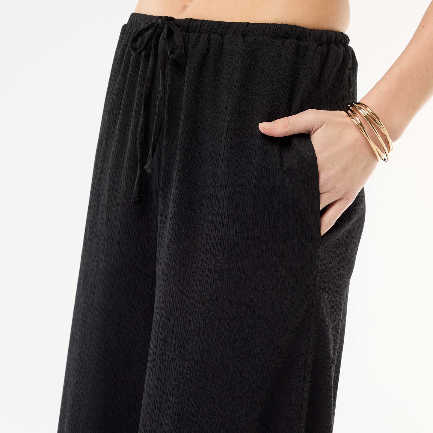 Pantalon large crêpé à 2 poches NOIR