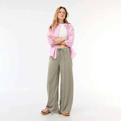 Pantalon large crêpé à 2 poches VERT
