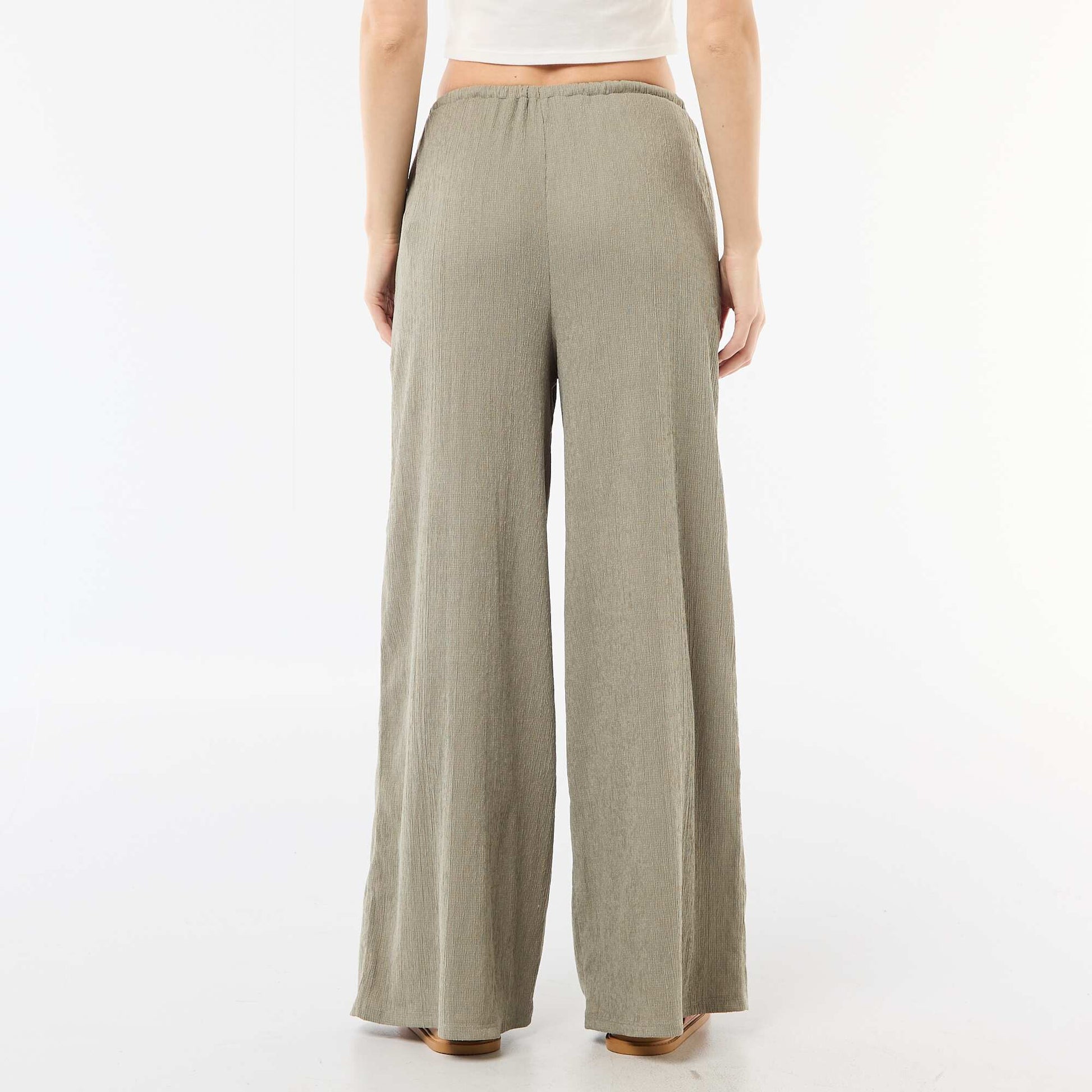 Pantalon large crêpé à 2 poches VERT