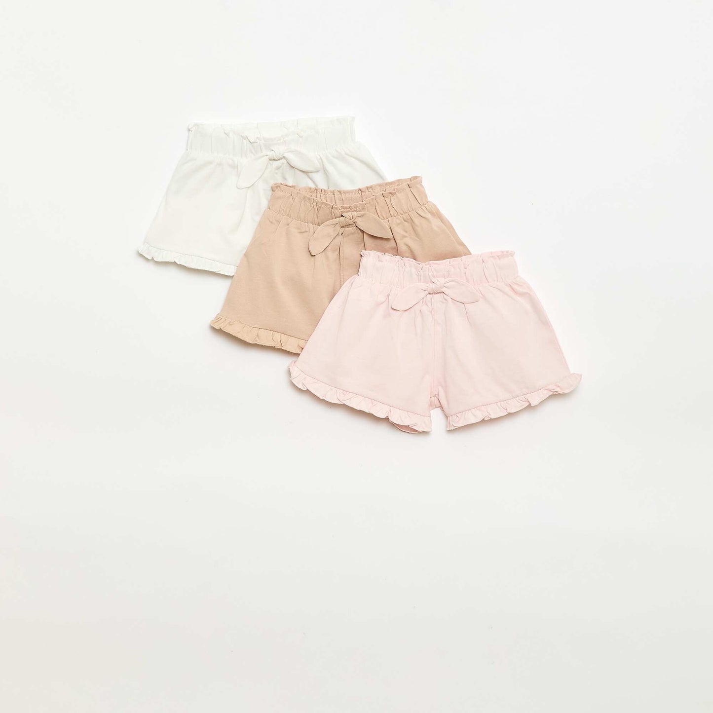 Lot de 3 shorts unis volantés BEIGE