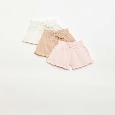 Lot de 3 shorts unis volantés BEIGE