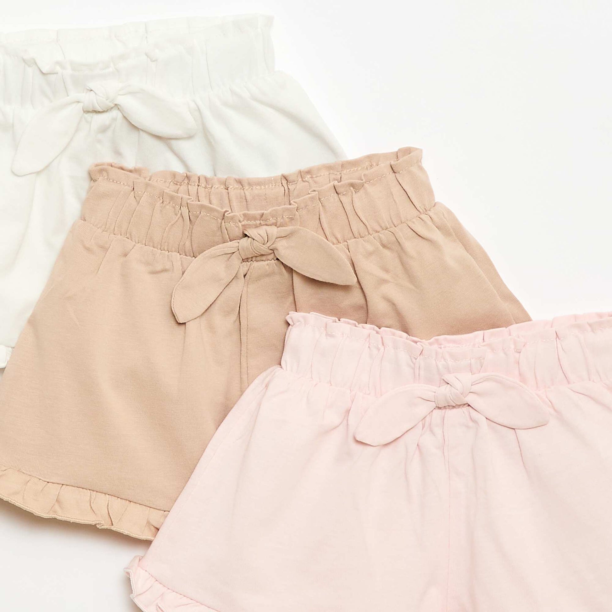 Lot de 3 shorts unis volantés BEIGE