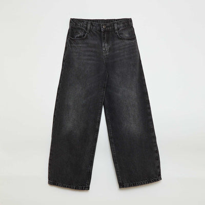 Jean baggy uni 5 poches NOIR