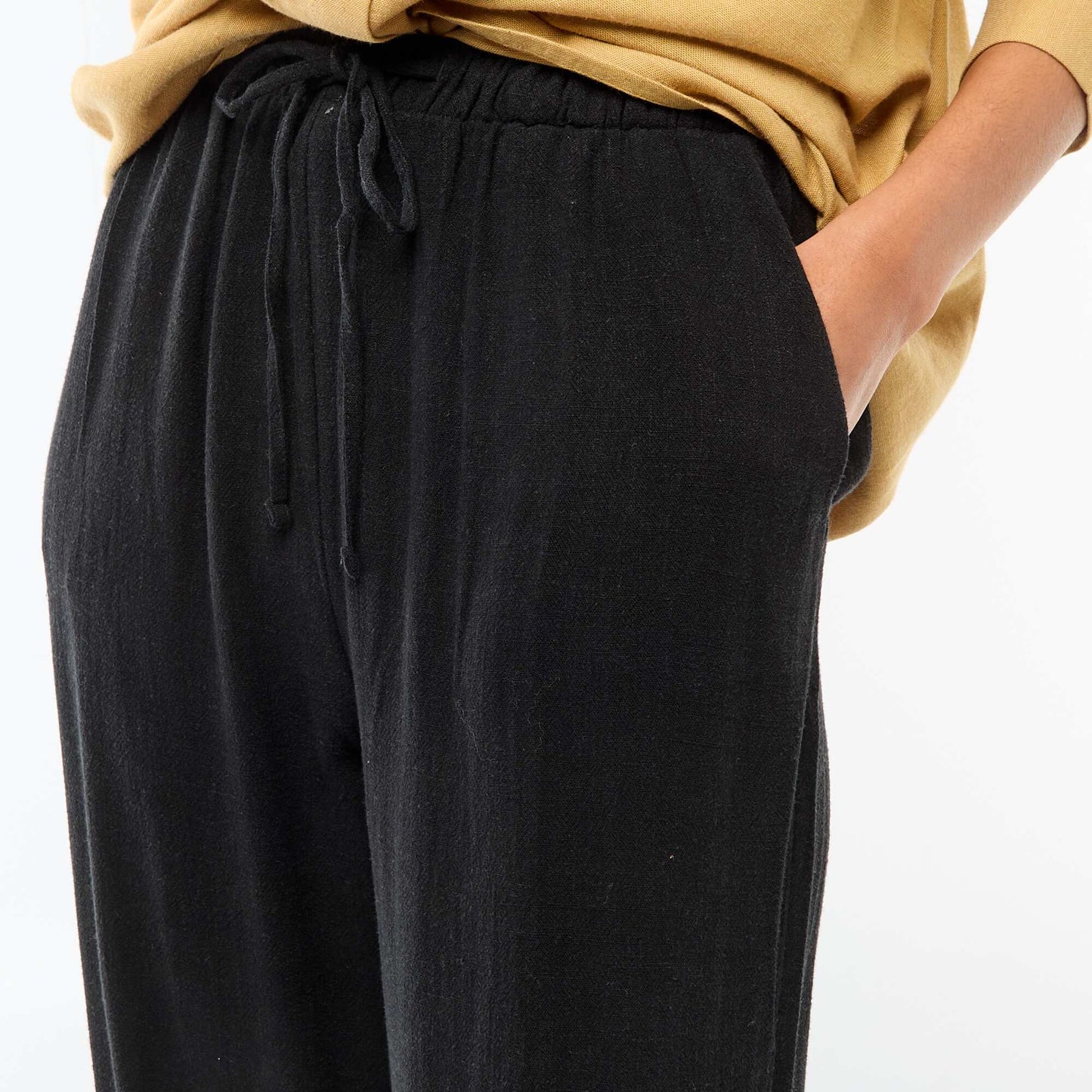 Pantalon en lin avec 2 poches NOIR