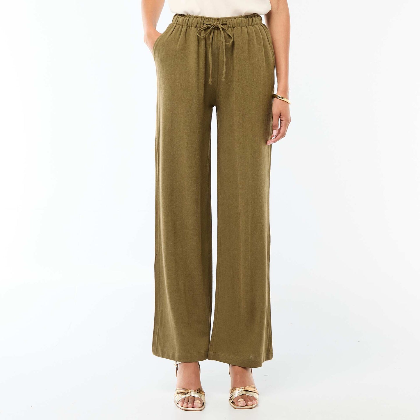 Pantalon en lin avec 2 poches KAKI