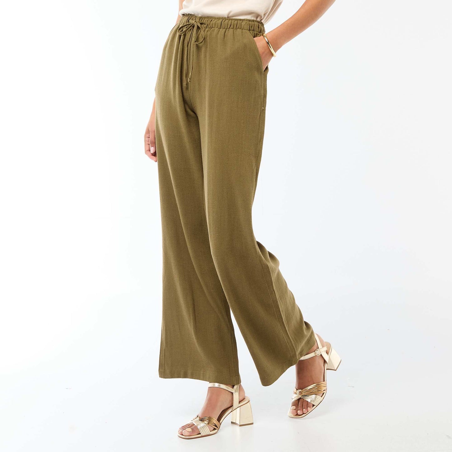 Pantalon en lin avec 2 poches KAKI