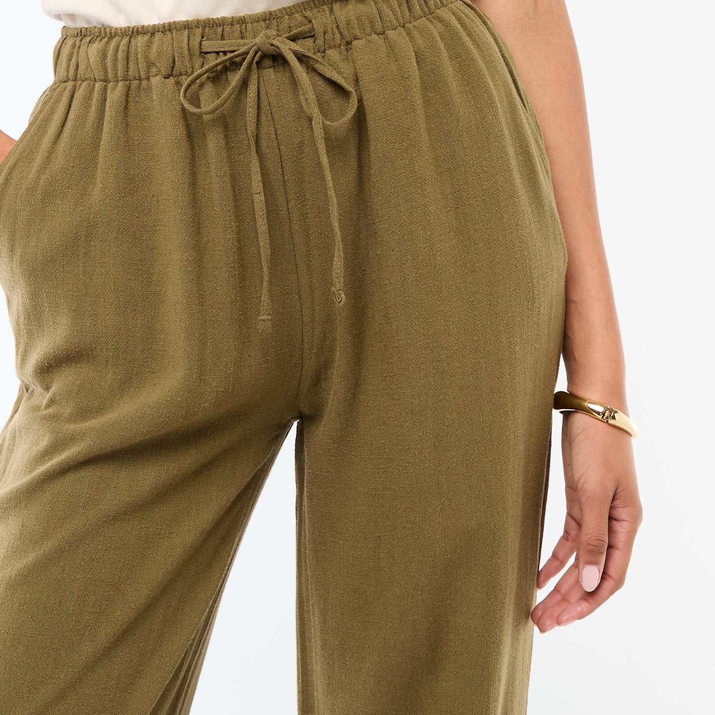 Pantalon en lin avec 2 poches KAKI