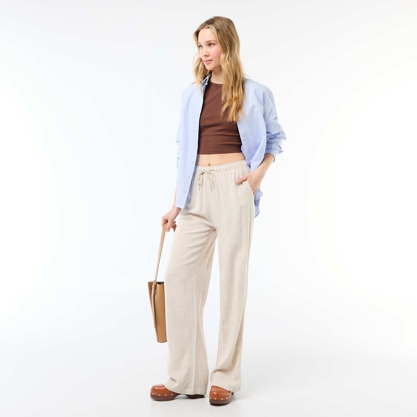 Pantalon en lin avec 2 poches BEIGE