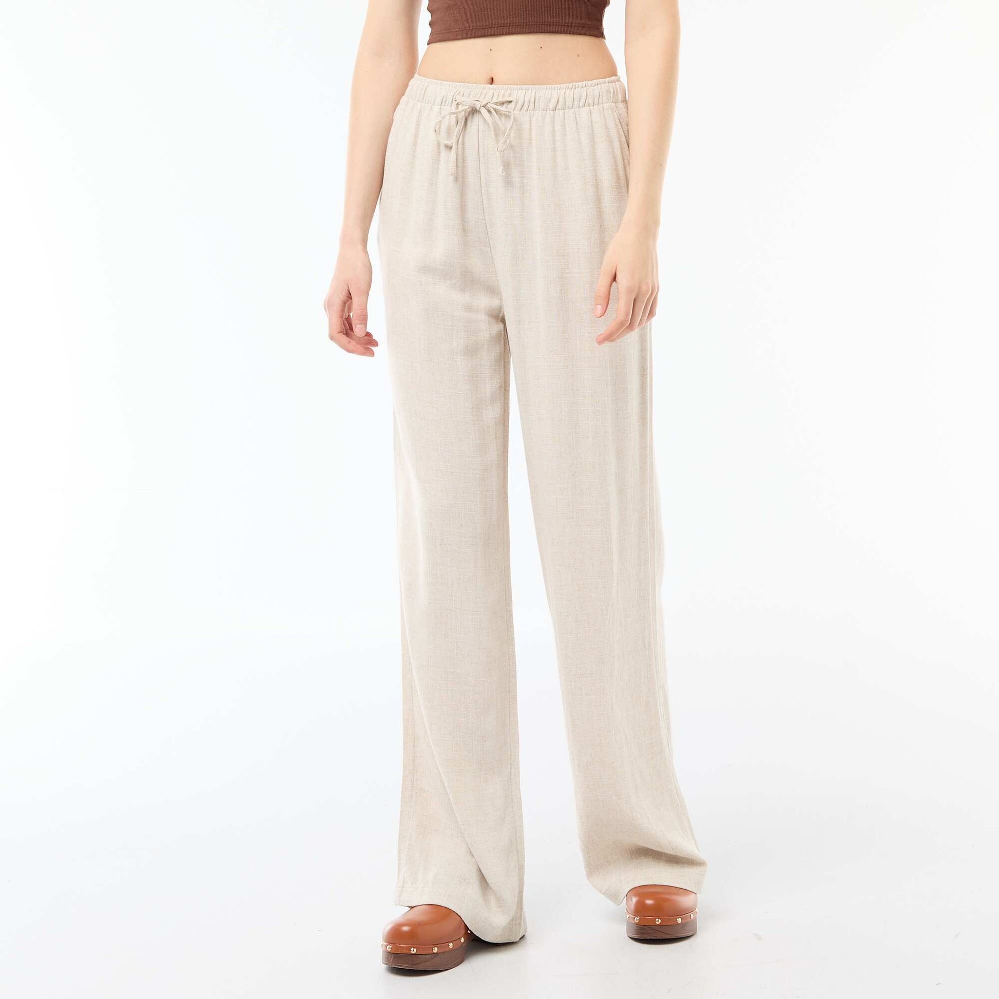 Pantalon en lin avec 2 poches BEIGE