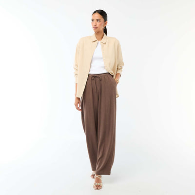 Pantalon en lin avec 2 poches MARRON