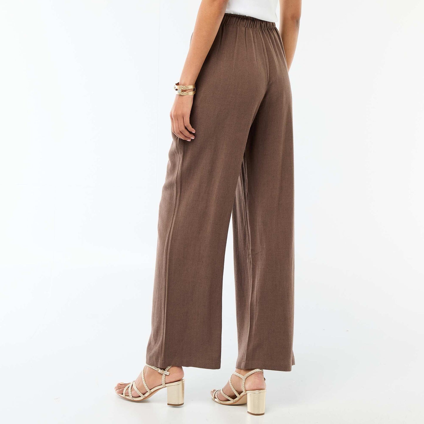 Pantalon en lin avec 2 poches MARRON