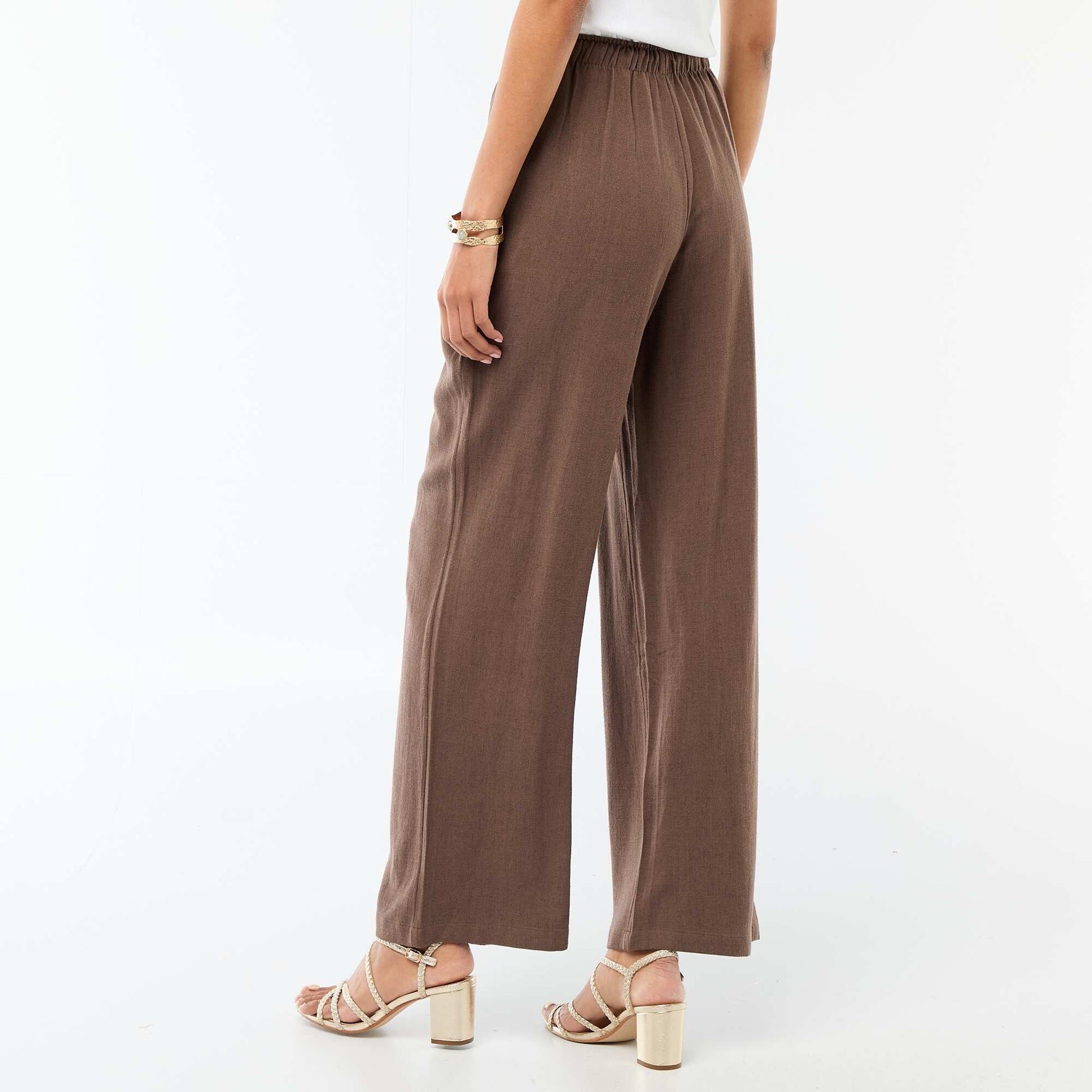 Pantalon en lin avec 2 poches MARRON