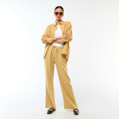 Pantalon en lin avec 2 poches JAUNE