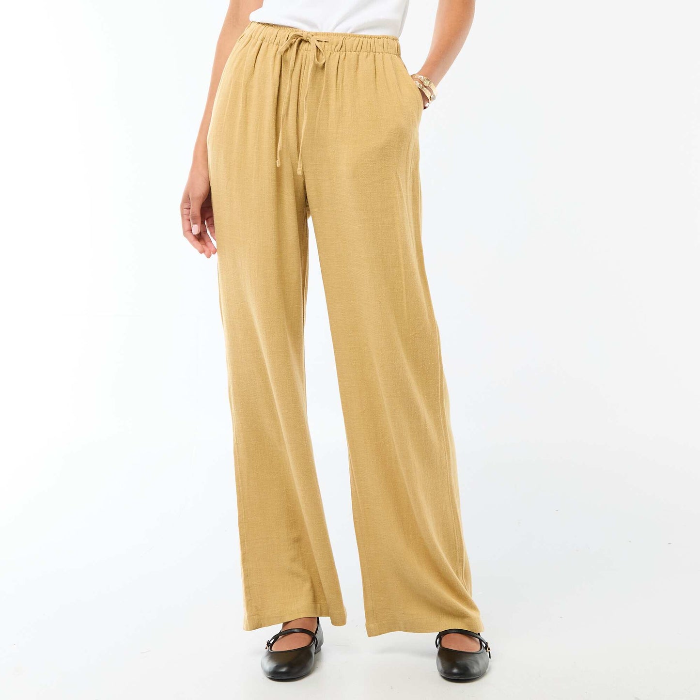 Pantalon en lin avec 2 poches JAUNE
