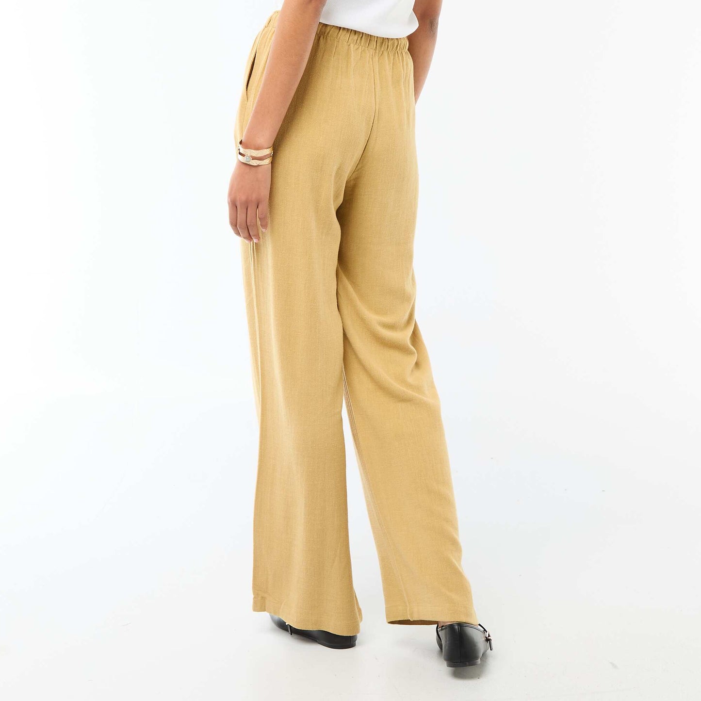 Pantalon en lin avec 2 poches JAUNE