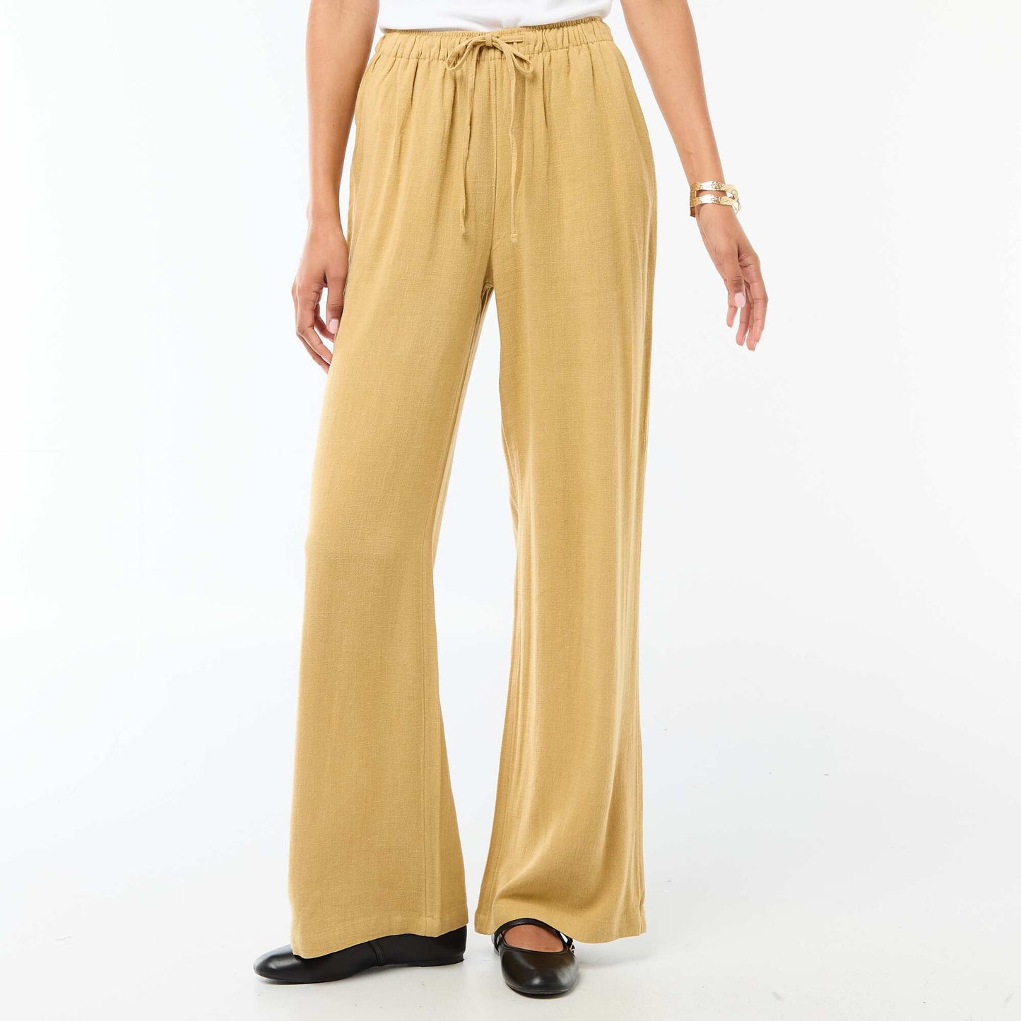 Pantalon en lin avec 2 poches JAUNE