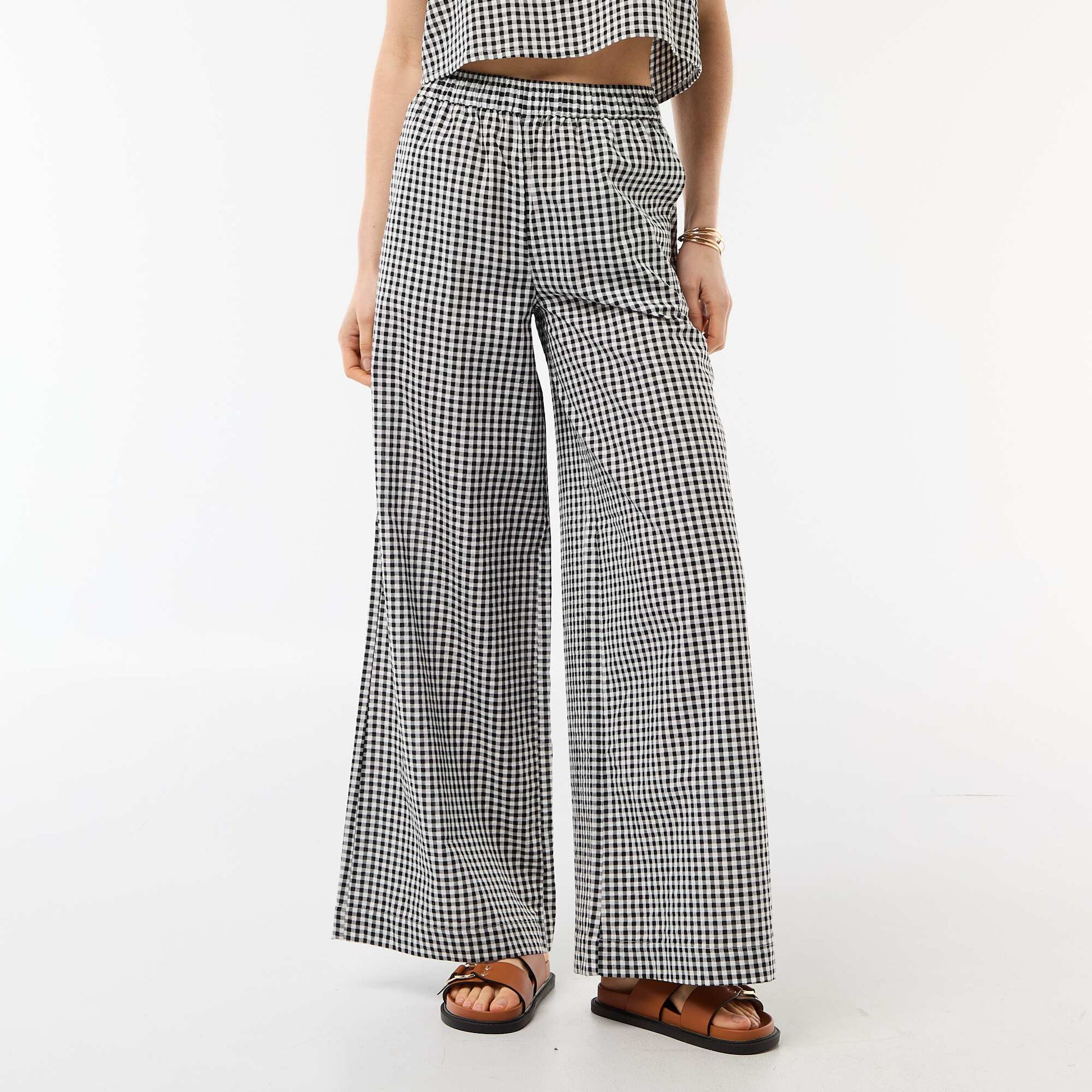 Pantalon large à motif Vichy NOIR