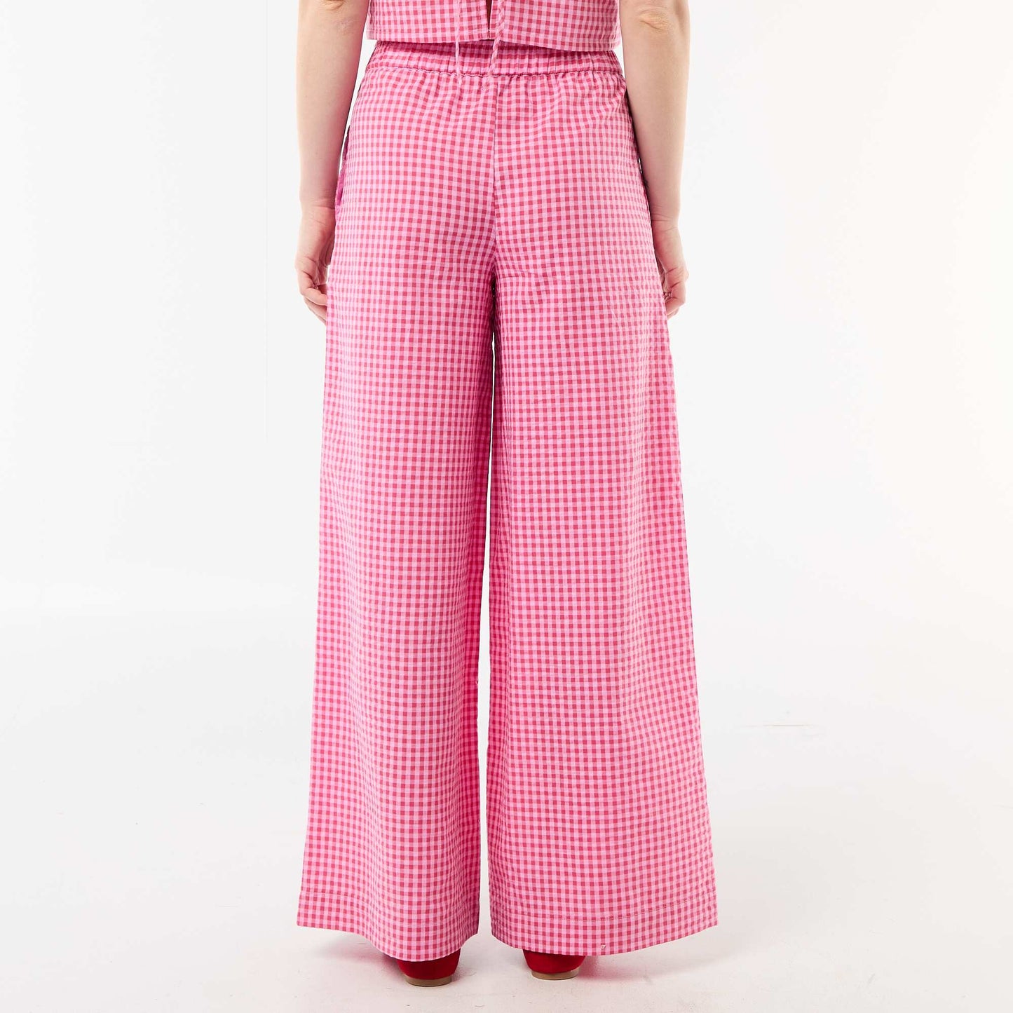 Pantalon large à motif Vichy ROSE