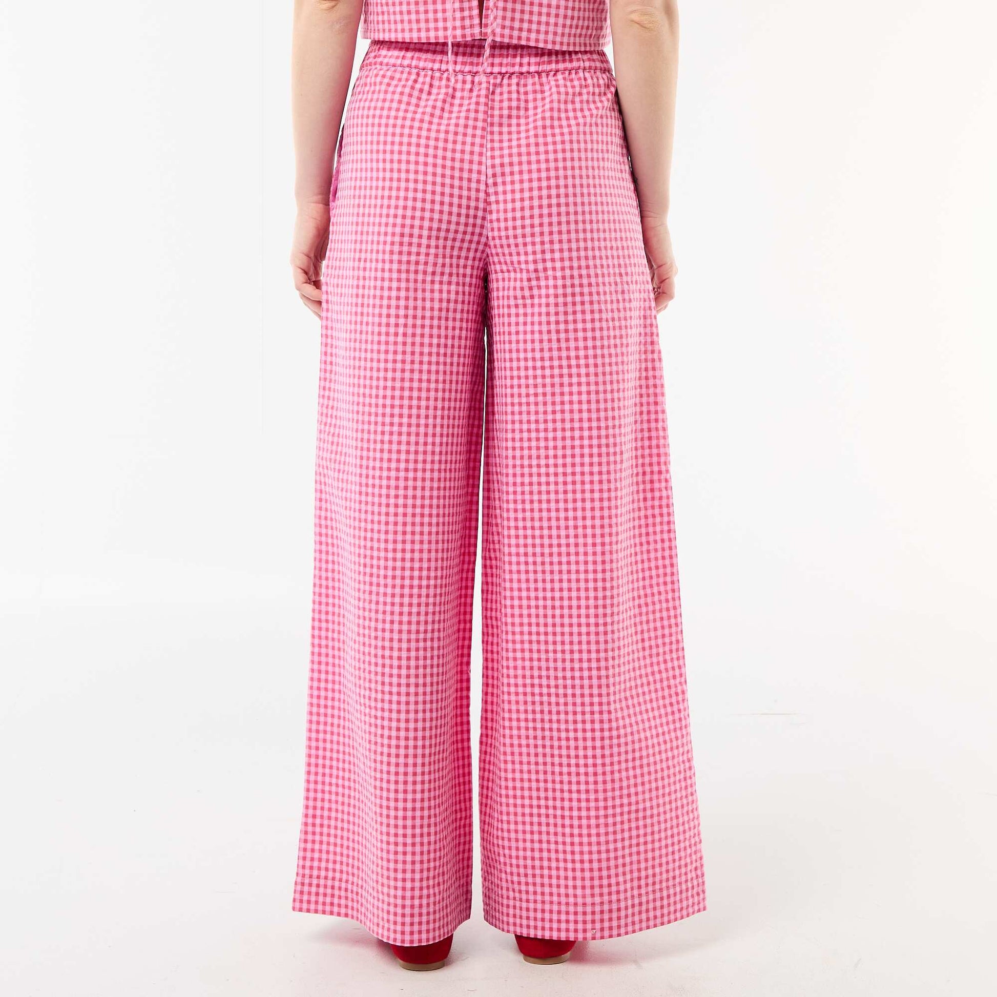 Pantalon large à motif Vichy ROSE