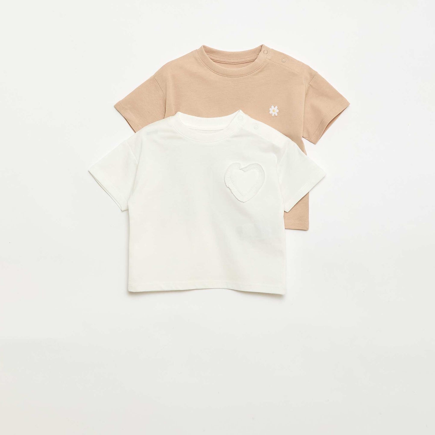 Lot de 2 T-shirts avec détail poitrine BEIGE