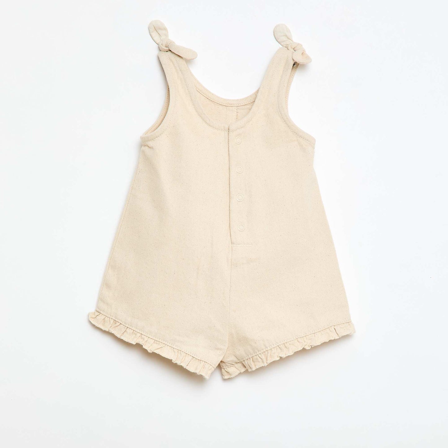 Combinaison short en twill à bretelles BLANC
