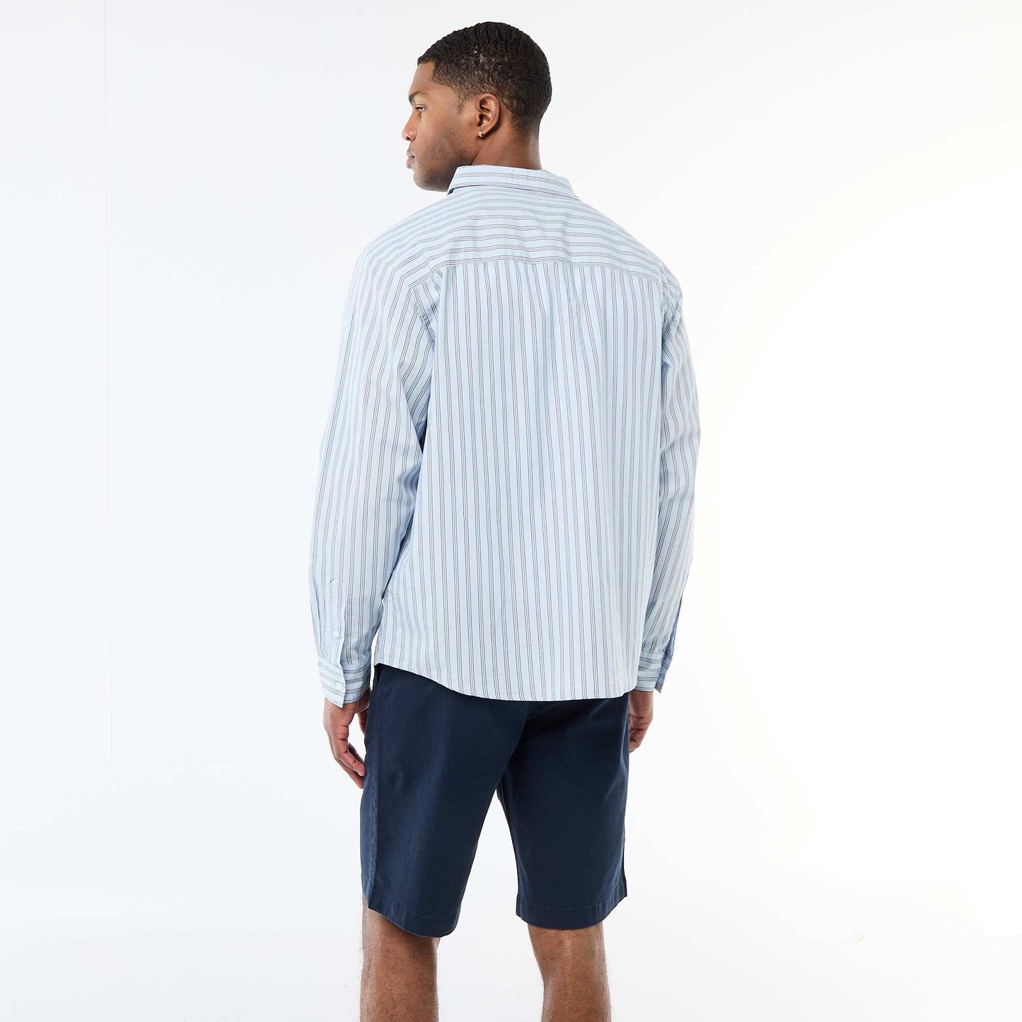 Chemise en coton à motif rayé BLEU