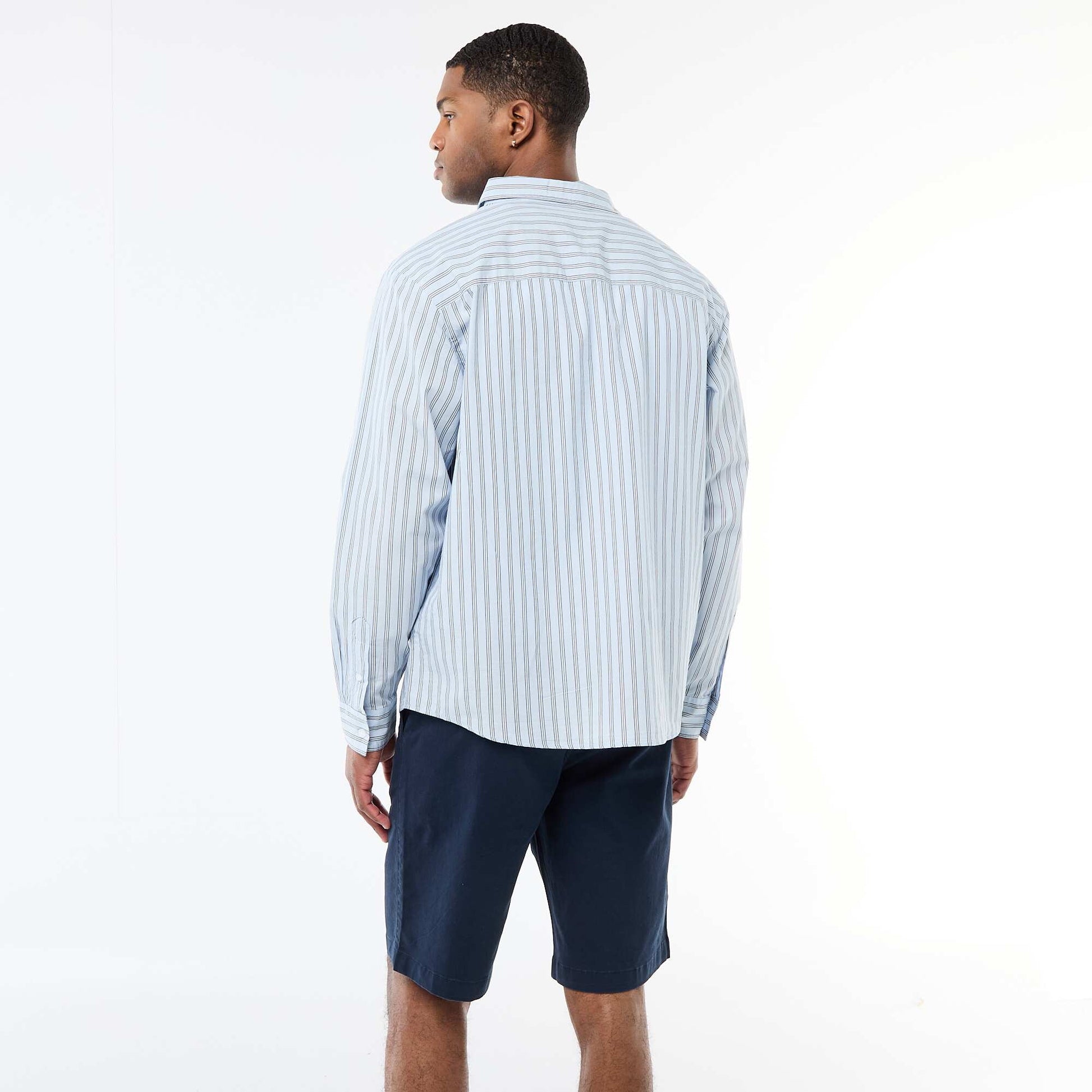 Chemise en coton à motif rayé BLEU