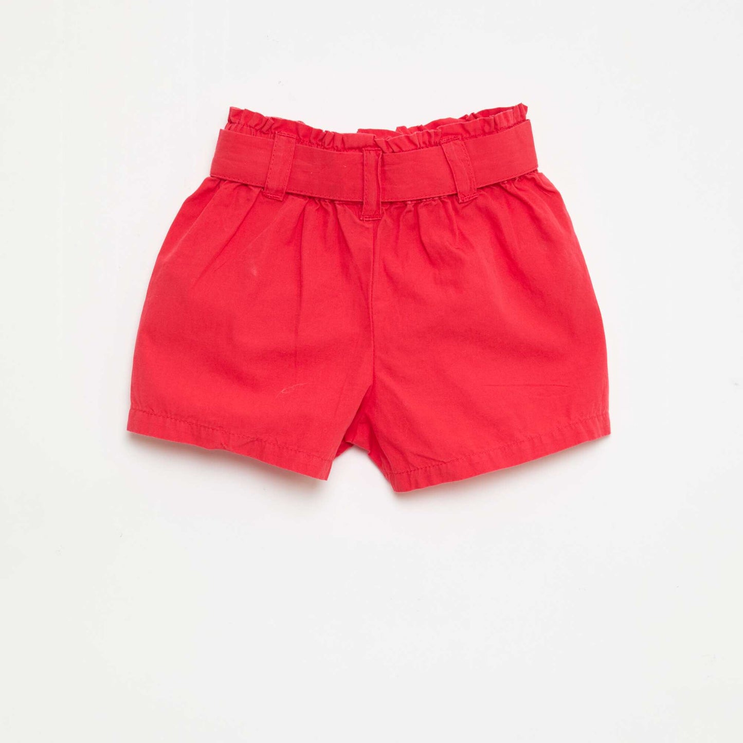Short en popeline avec ceinture à nouer ROUGE