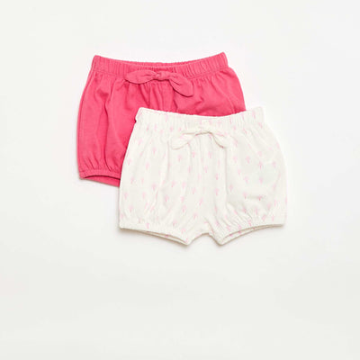 Lot de 2 shorts avec nœuds fantaisie BLANC
