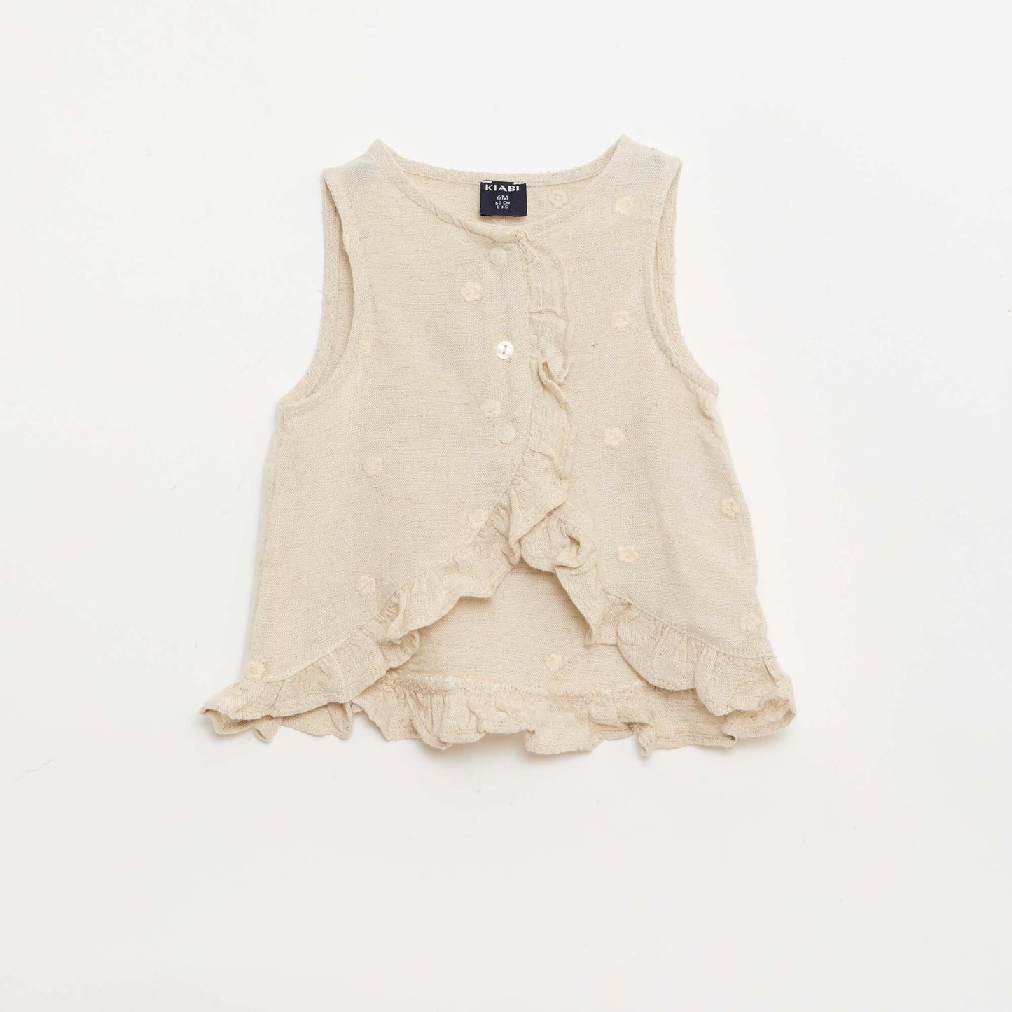 Blouse brodée sans manches BEIGE