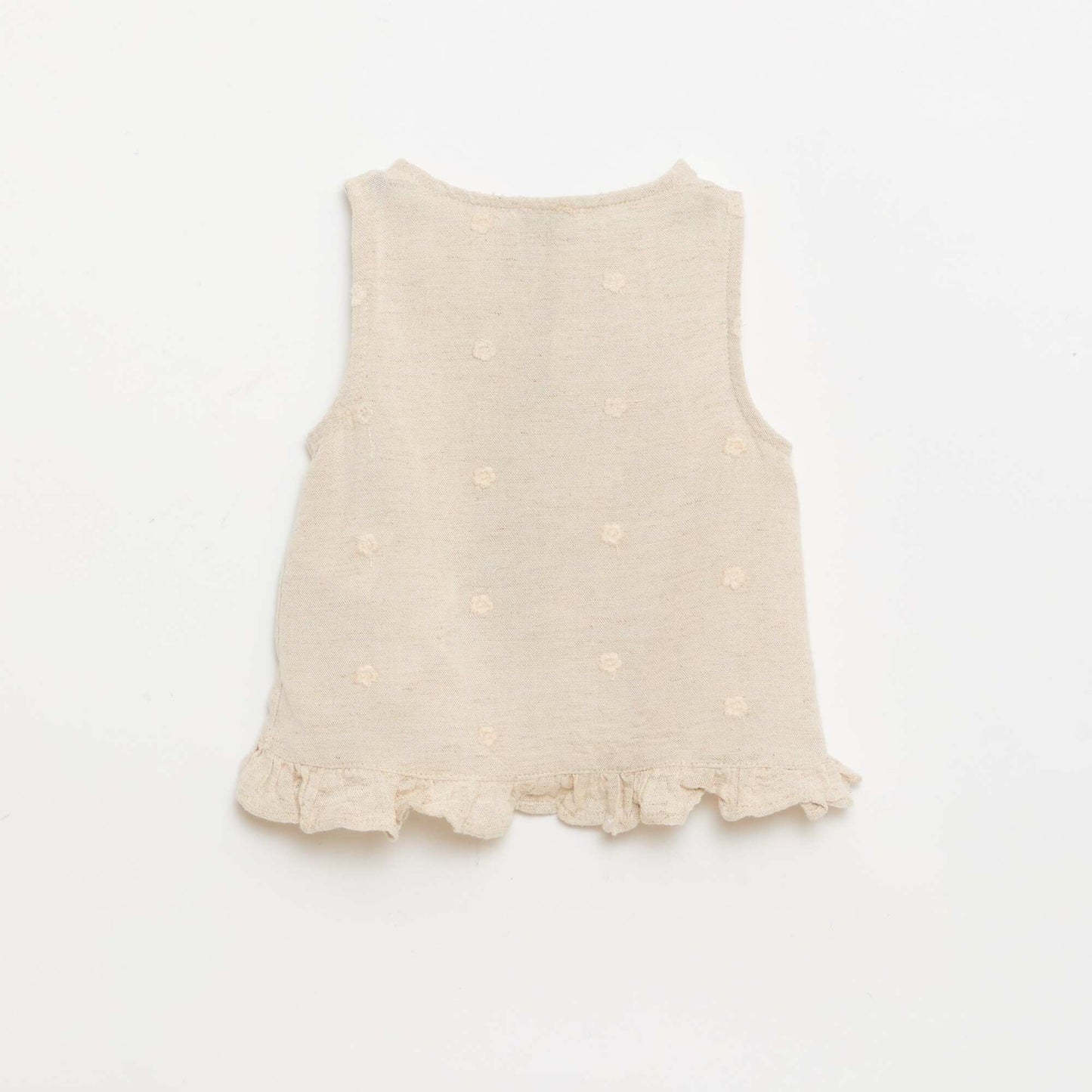 Blouse brodée sans manches BEIGE