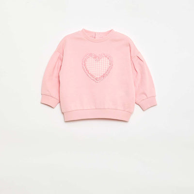 Sweat col rond en molleton léger à motif ROSE