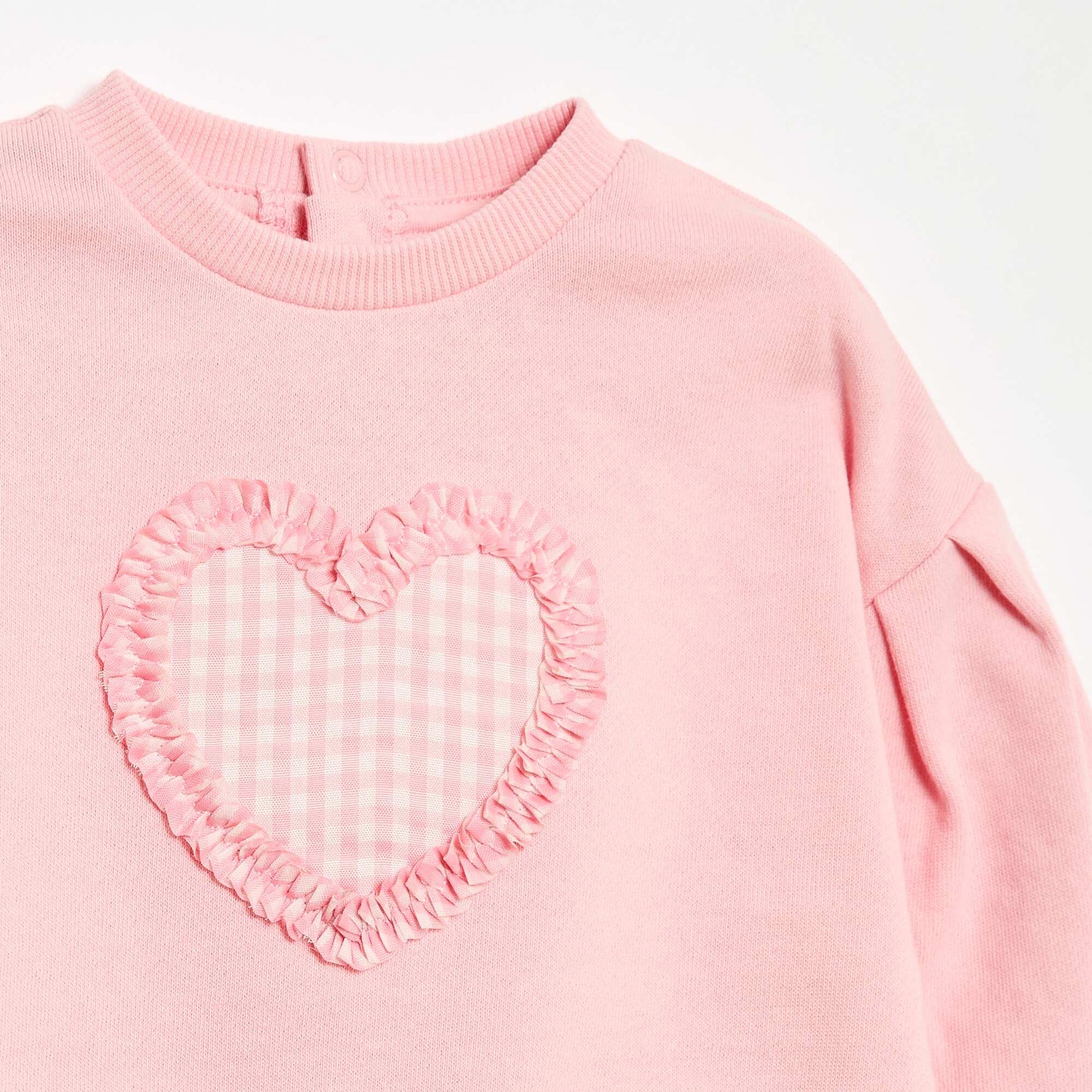 Sweat col rond en molleton léger à motif ROSE