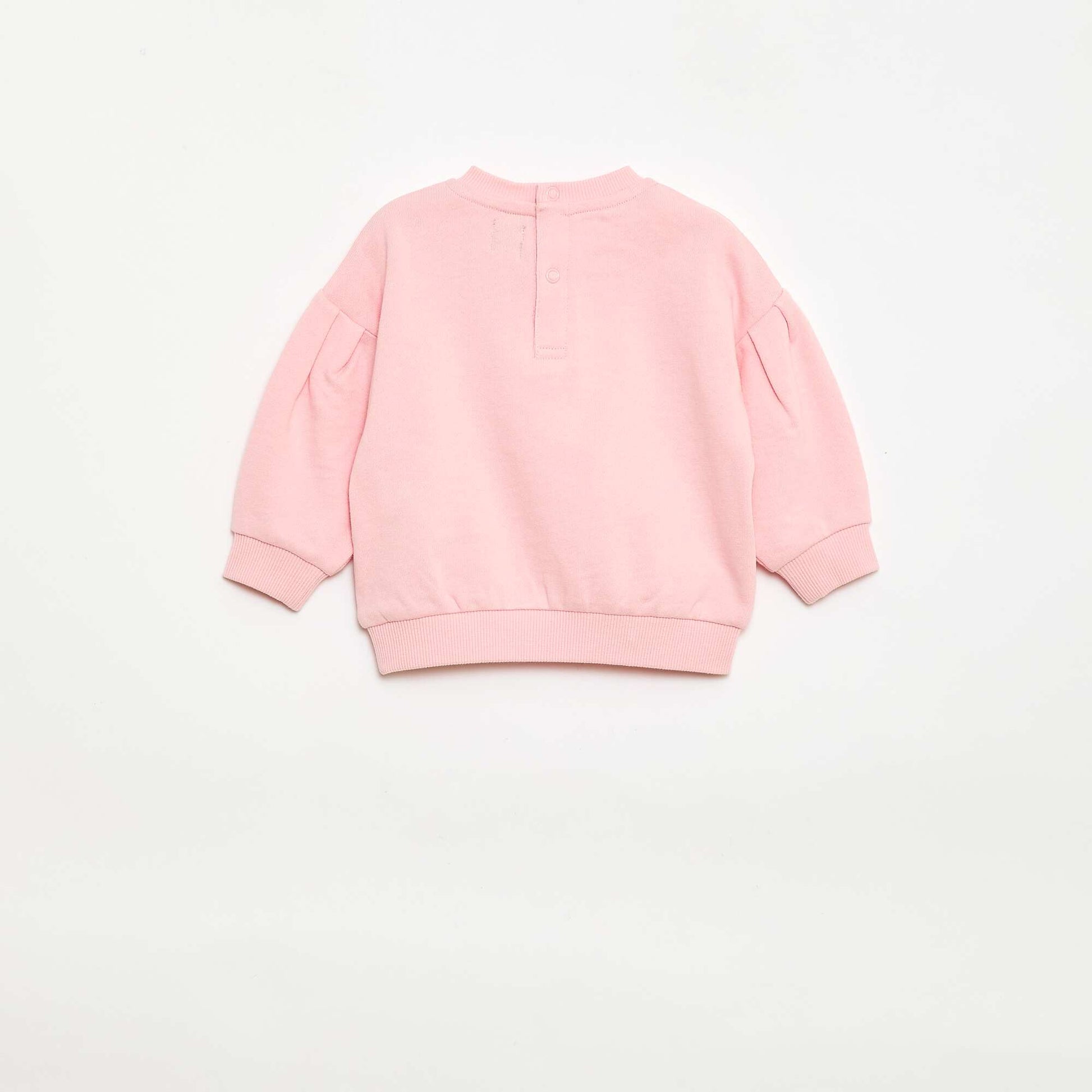 Sweat col rond en molleton léger à motif ROSE