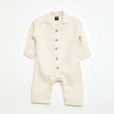 Combinaison longue avec col chemise relax fit BLANC