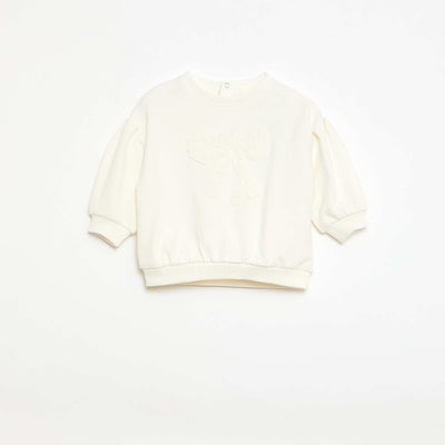 Sweat-shirt en coton avec animation sur le devant BLANC