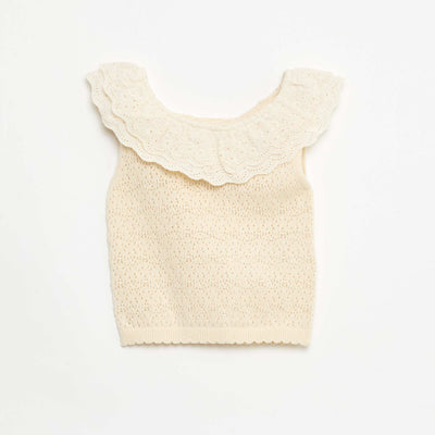 Pull sans manches en tricot ECRU