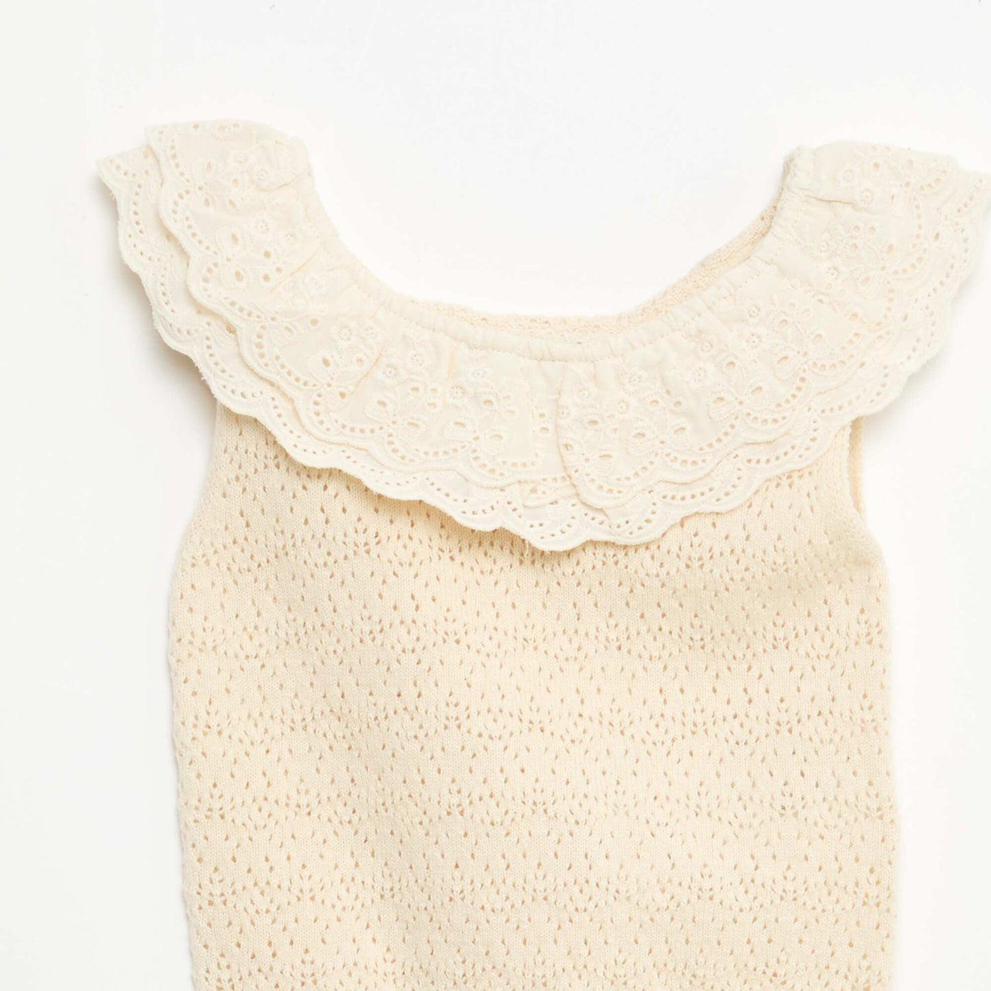 Pull sans manches en tricot ECRU