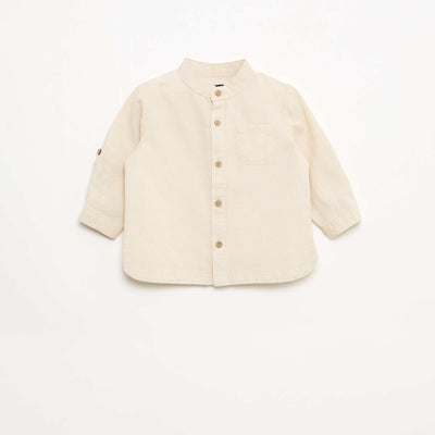 Chemise col mao avec manches retroussables BEIGE