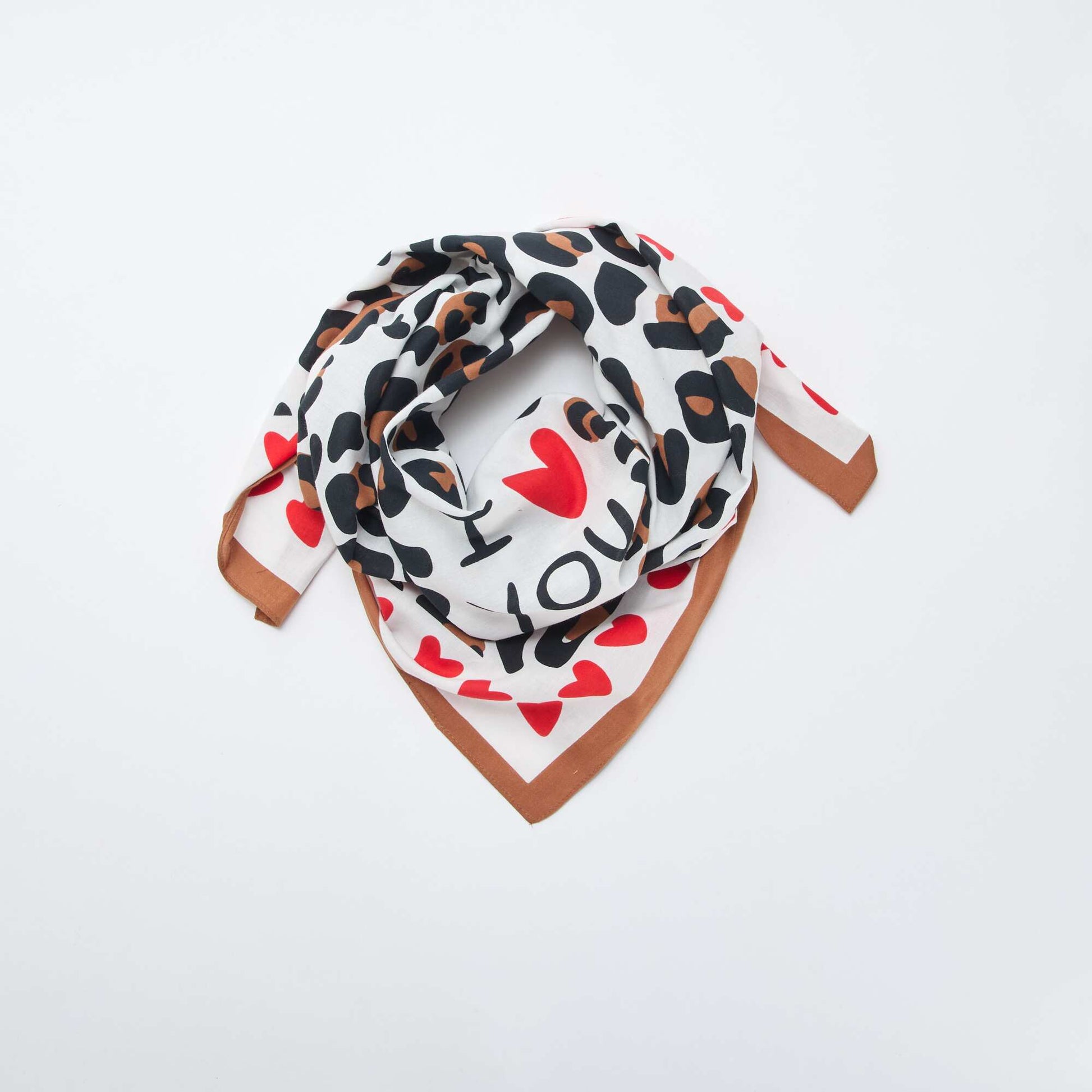 Foulard imprimé fantaisie (100x100 cm) - Saint-Valentin BLANC