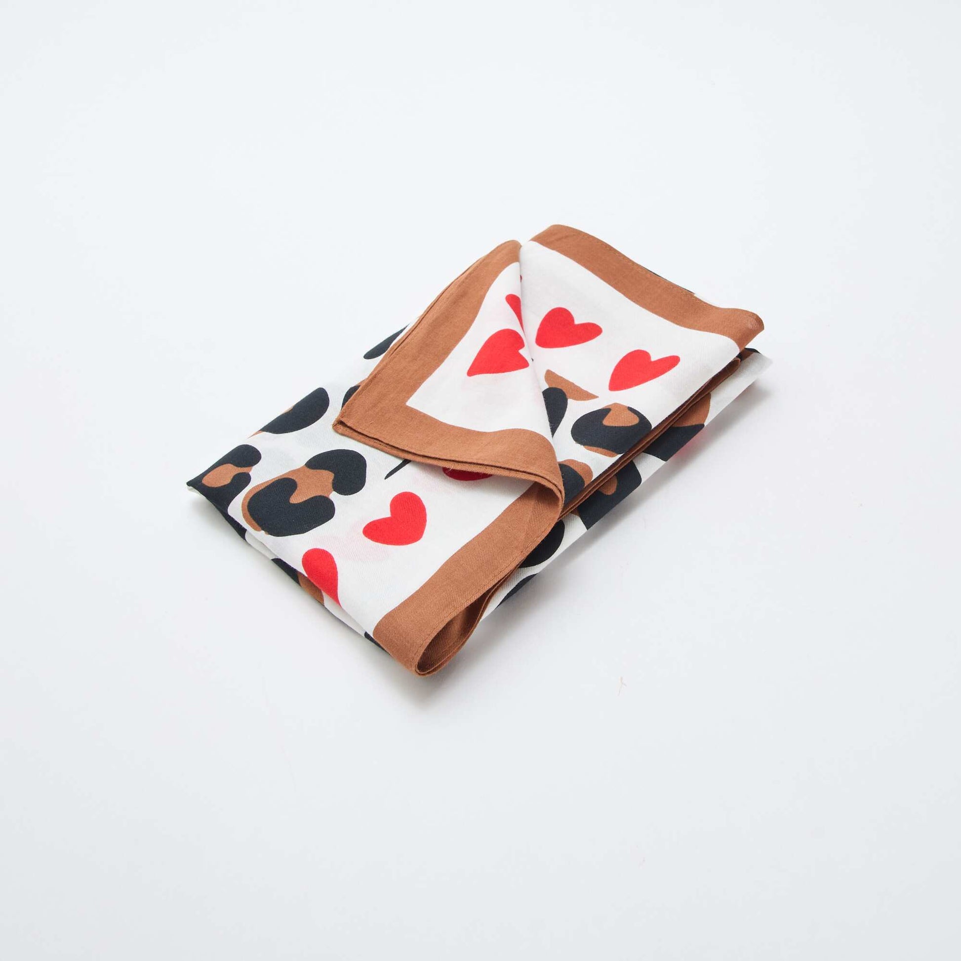 Foulard imprimé fantaisie (100x100 cm) - Saint-Valentin BLANC