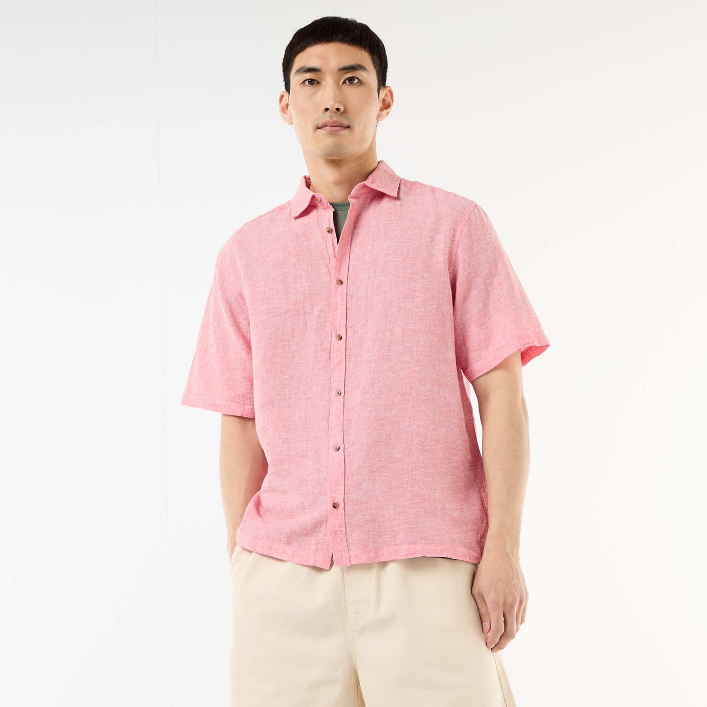 Chemise à manches courtes en lin mélangé ROSE