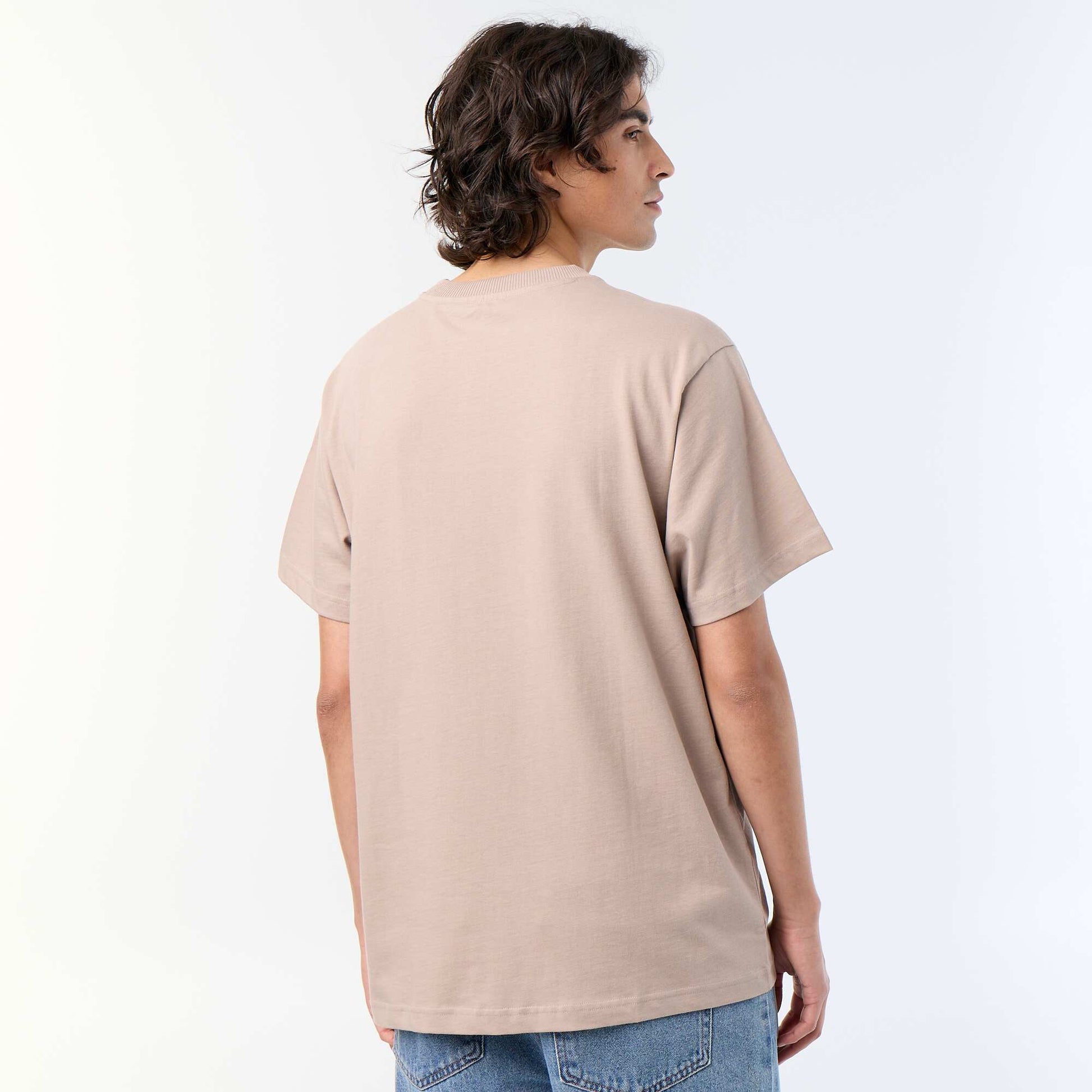 Tee-shirt uni coupe confort fit / oversize à manches courtes BEIGE