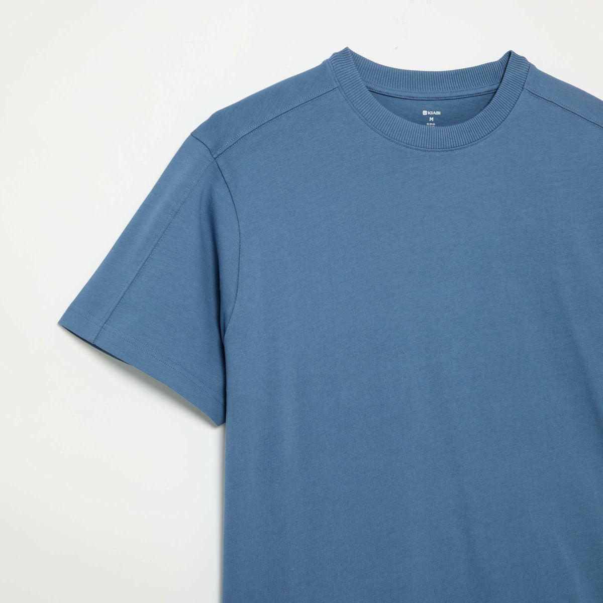 T-shirt uni à col rond homme BLEU