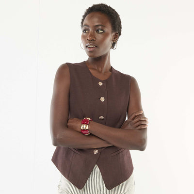 Veste de tailleur avec boutons dorés MARRON